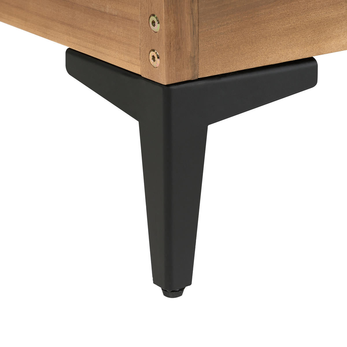 GARTEN-ECKSOFA 4-Sitzer Grau Cavezzo - Hellbraun/Schwarz, Holz (254/77/150cm) - Beliani