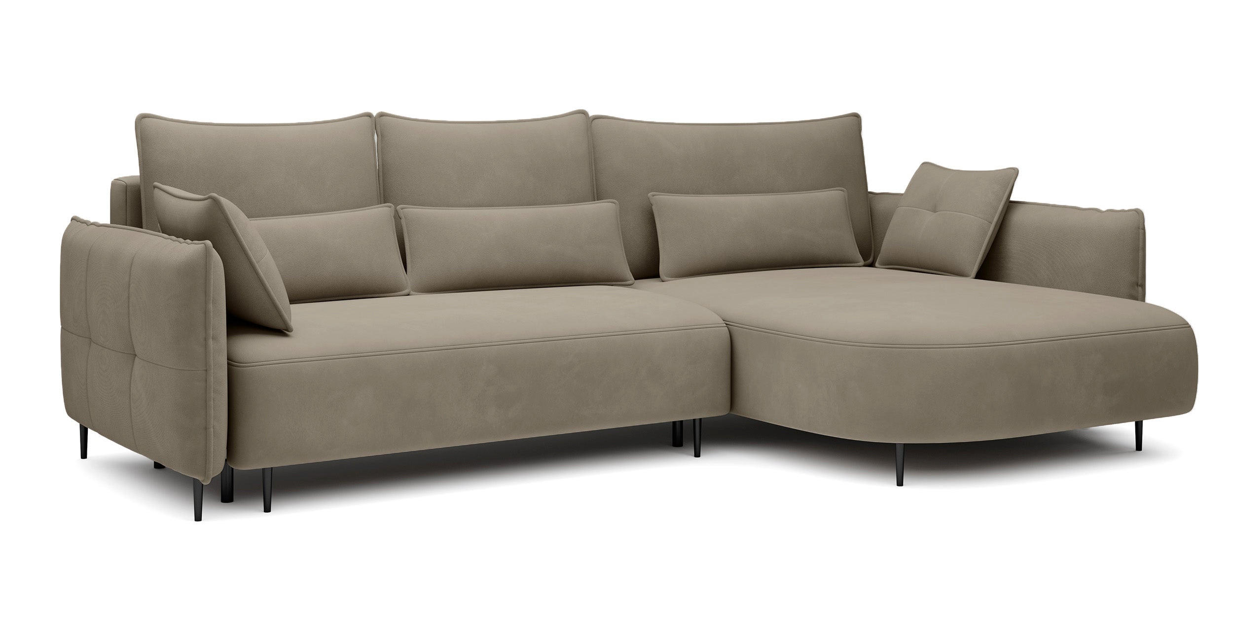 ECKSOFA Oblivio Hellbraun Velours - Hellbraun/Schwarz, Textil/Metall (285/200cm) - Selsey