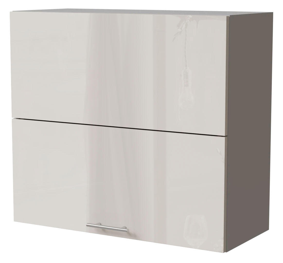 KLAPPHÄNGESCHRANK Brerra W8B/80-AV Grau / RAL 9001 creme Hochglanz 80 / 32,5 / 72cm - Creme/Grau, Holz/Holzwerkstoff (80/72/32.5cm) - Feldmann-Wohnen