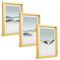 BILDER SET 3er Set - 20x30 cm Goldrahmen - Minimalistische Pastellberge - Goldfarben, Kunststoff (20/30cm) - TULUP
