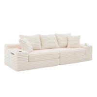 SCHLAFSOFA DE-33739 mit Seitentaschen Beige - Beige, Textil (107.48/34.25/38.58cm) - ComfortXL