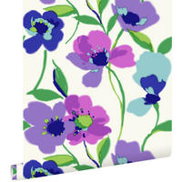 TAPETE Mohnblumen 53 cm x 10.05 m - Lila, Papier (53/1000cm) - ESTAhome