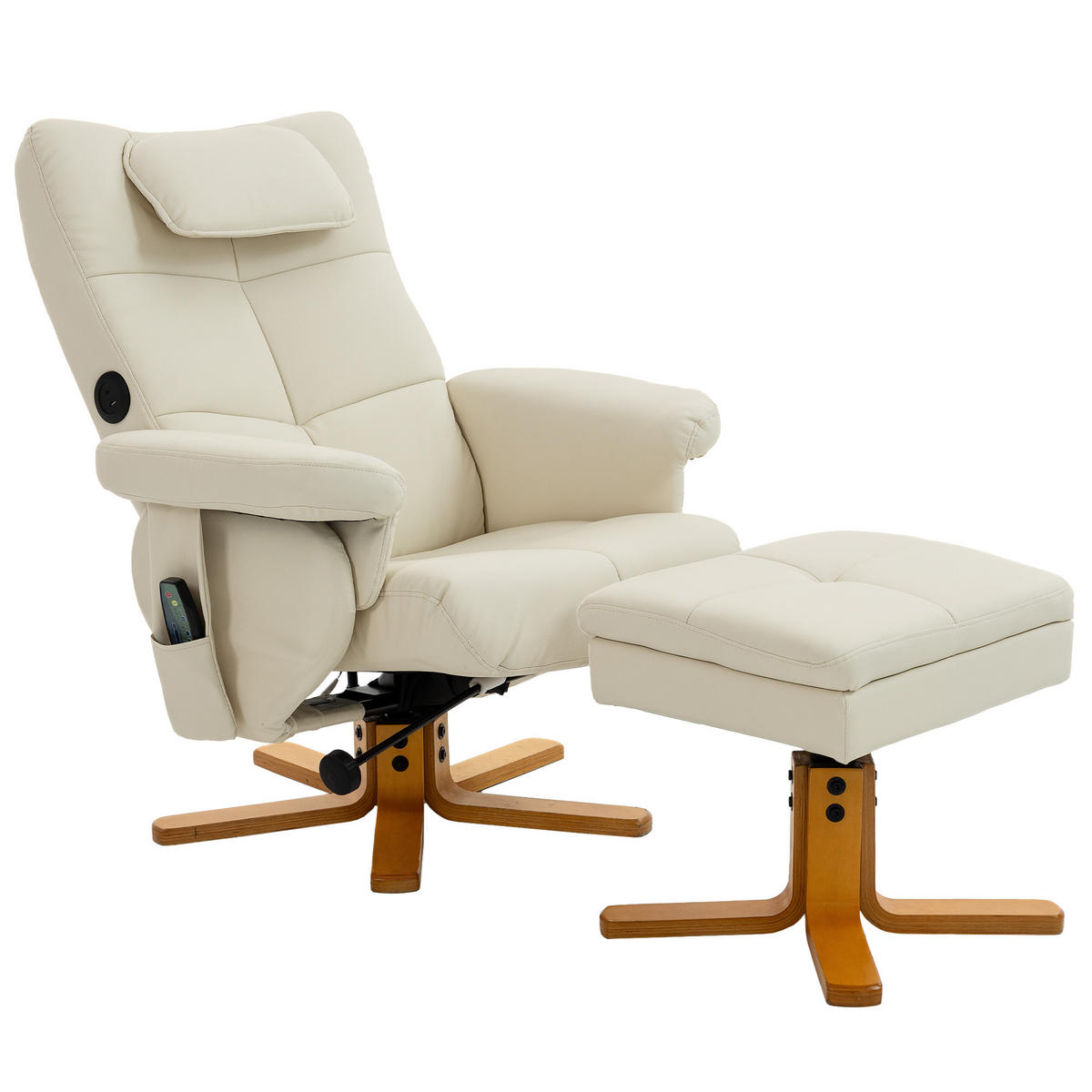 MASSAGESESSEL DE-15403 neigbar mit Staufach und Massage - Creme, Metall (78/93/86cm) - ComfortXL