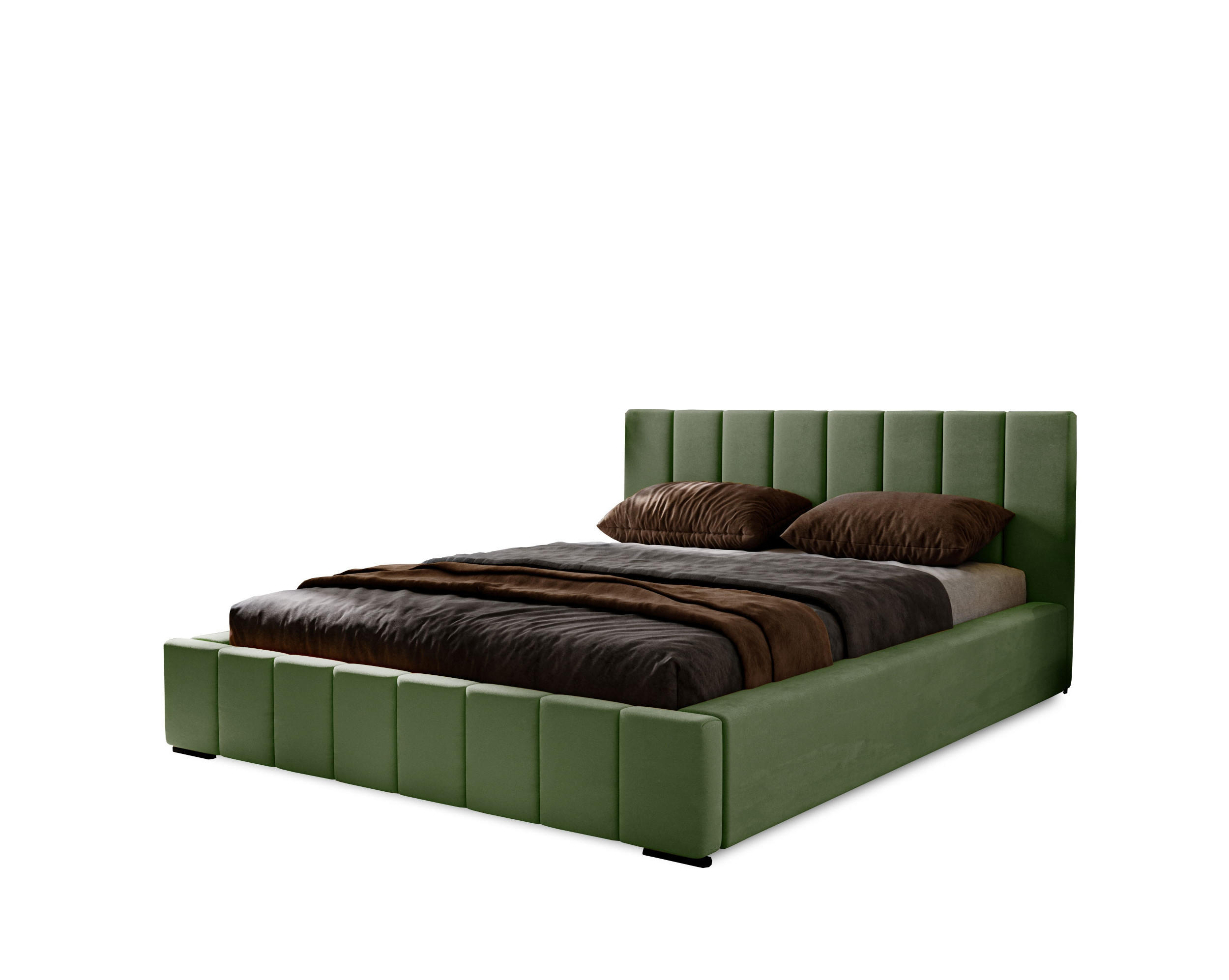 POLSTERBETT Nero 120x200 cm, Doppelbett mit Bettkasten und Lattenrost aus Holz, Velourstoff: Grün - Grün, Holz/Textil (120/200cm) - Marpur