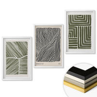 WANDBILDER 3er-Set - 40x60 cm Weißer Rahmen - Muster Linien Formen grün - Weiß, Kunststoff (40/60cm) - ArtPrintCave