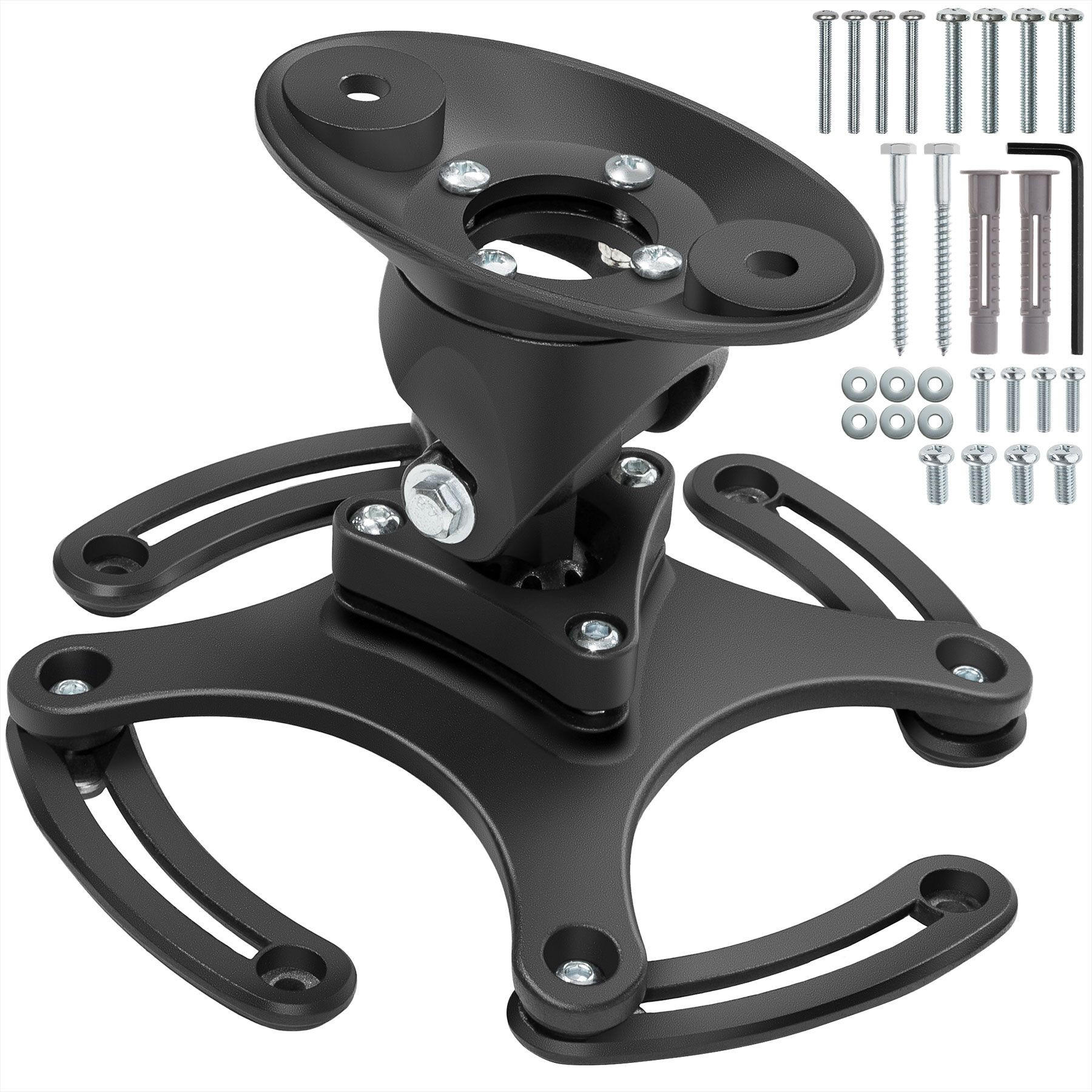 DECKENHALTERUNG für Beamer Universal, Aluminium, 360° Kugelgelenk, bis 30 kg, schwarz - Schwarz, Metall (12/0.2/23.5cm) - tectake