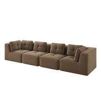 SOFA 386/104/69 cm in Braun aus Cord mit modularer Funktion - Braun, Textil (104/69/386cm) - Flora Grace