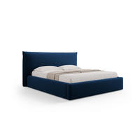BETT mit Bettkasten und Kopfteil Kaelle aus Samt königsblau 200x200cm - Dunkelblau, Textil (200/200cm) - Micadoni