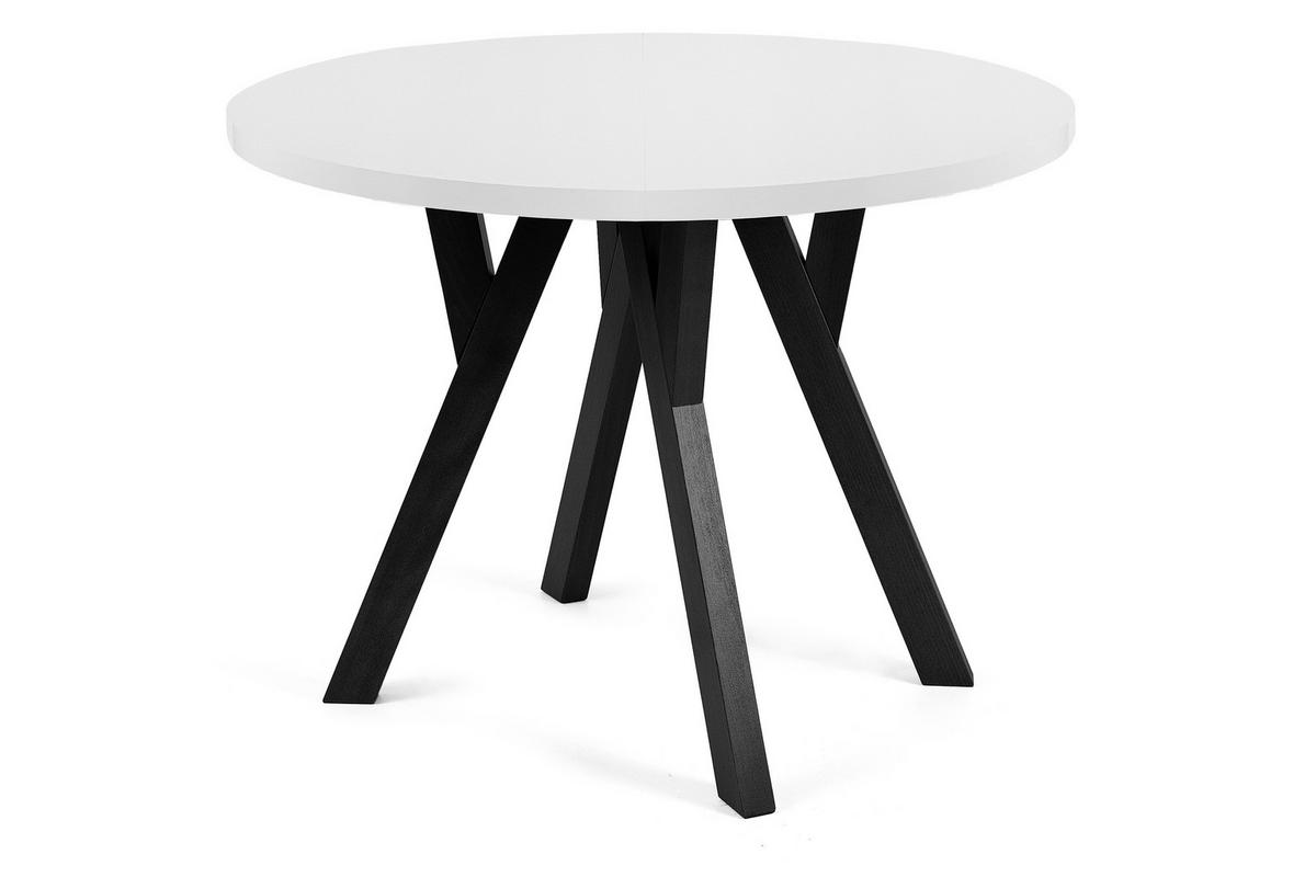 ESSTISCH INDAGA Ausziehbar 100-180cm Rund, weiß/schwarz - Schwarz/Weiß, Holz (100/180/75cm) - KONSIMO®