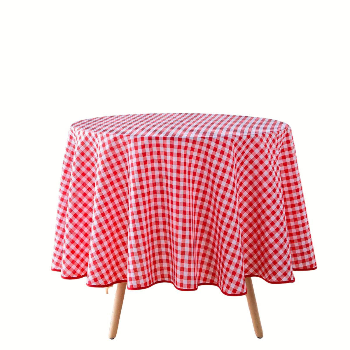 TISCHDECKE Vichy Ø 180 cm - Rot, Textil (180cm) - Douceur d´intérieur