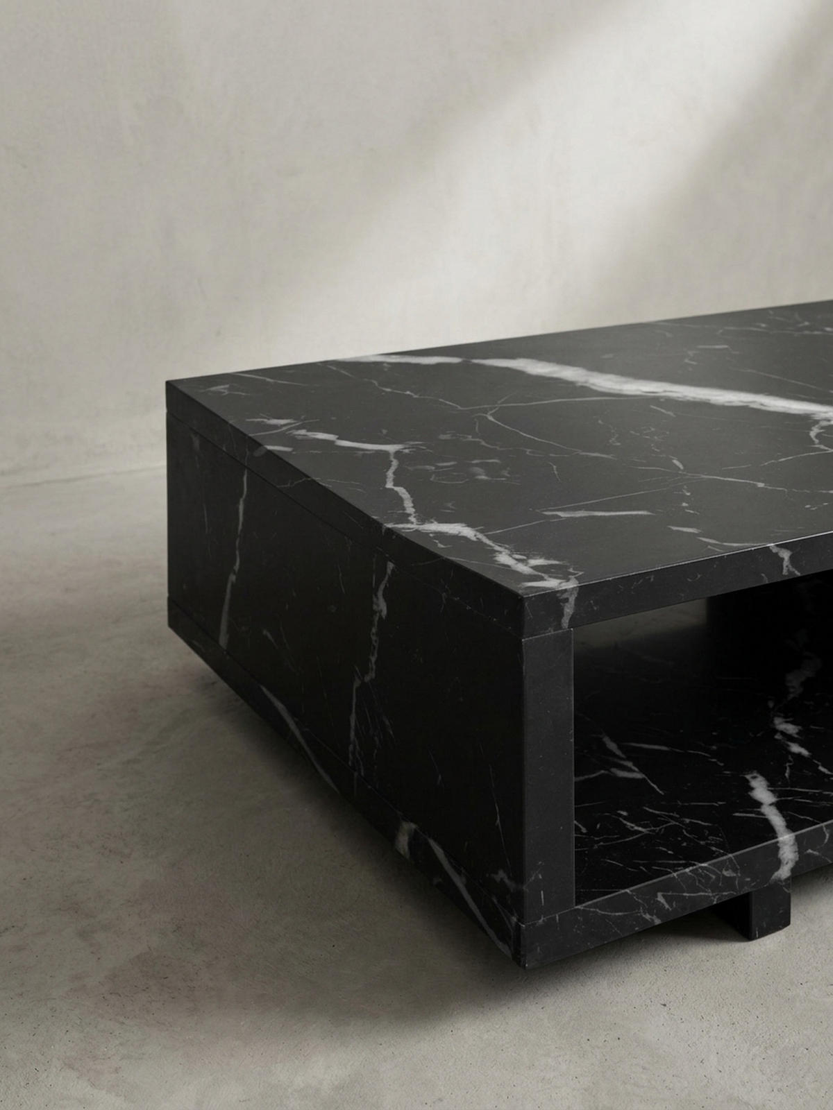 COUCHTISCH in Stein-Optik Modern mit Stauraum Rechteckig Schlicht, Schwarz 100x50x25 cm - Schwarz, Kunststoff (50/100/25cm) - KADIMA DESIGN