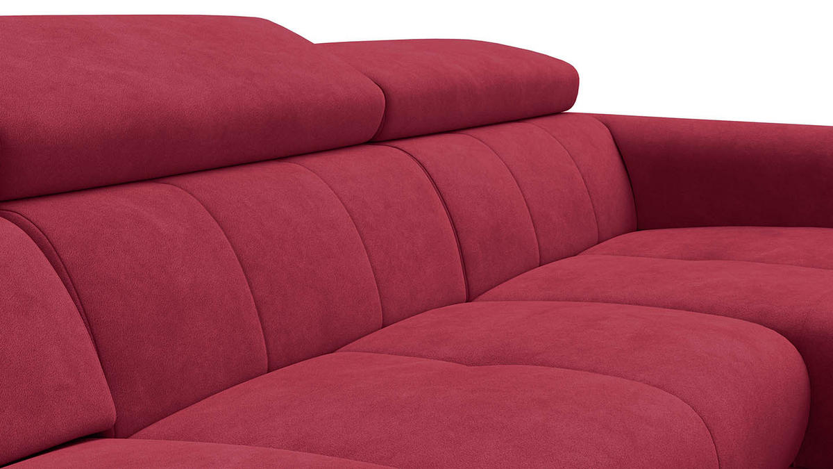 ECKSOFA RODEN 4-Sitzer mit Relax, rostrot, Veloursstoff - Rot, Holz/Textil (268/92cm) - Wozimo