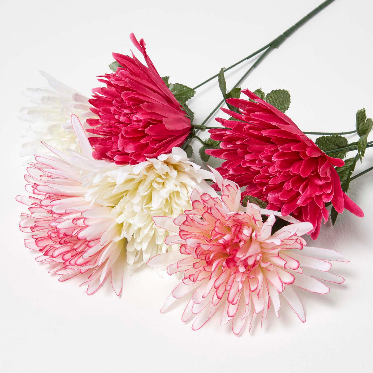 KUNSTBLUMEN Chrysanthemen rot, creme & rosa, 3er-Set langstielig 60 cm - Multicolor, Kunststoff (60cm) - Homescapes