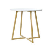 ESSTISCH 80 cm rund in Weiß mit modernem Marmor-Muster und stabilem Metallgestell - Weiß, Holzwerkstoff (80/80/75cm) - OKWISH