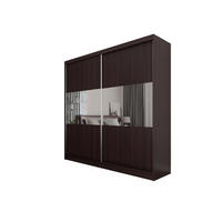 ŠATNÍ SKŘÍŇ S POSUVNÝMI DVEŘMI ROSALIA, 200/216/61 cm 2dveřová se zrcadlem, dekor wenge - barva Wenge, kompozitní dřevo (200/216/61cm) - MASSENO