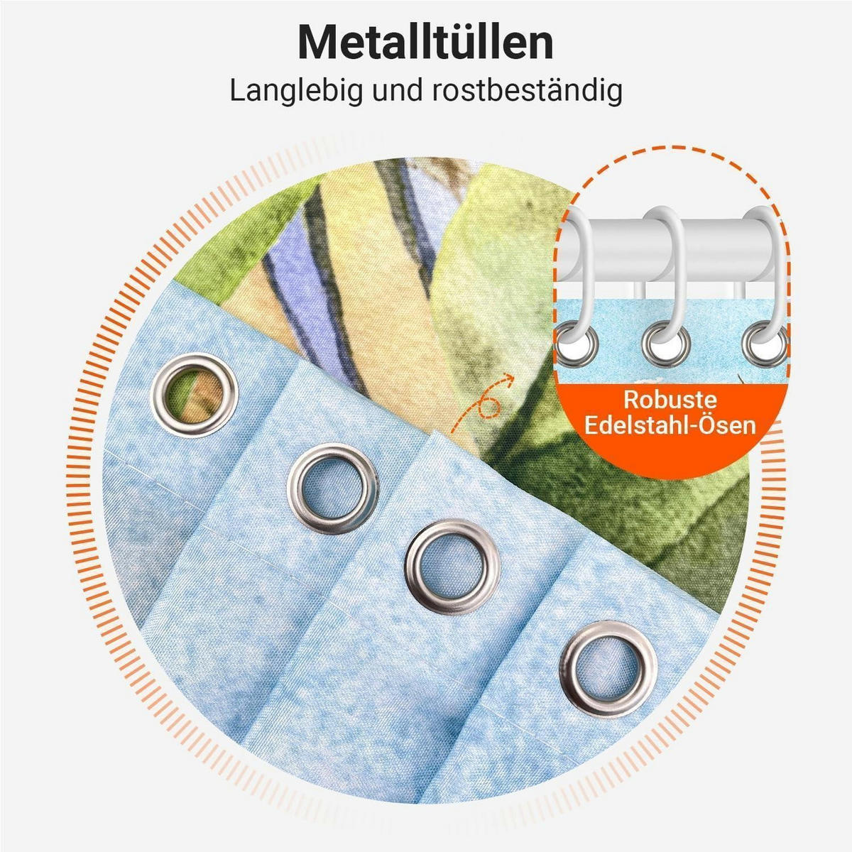 DUSCHVORHANG Seepferdchen Bemalt 180 x 200 cm - Multicolor, Textil (180/200cm)
