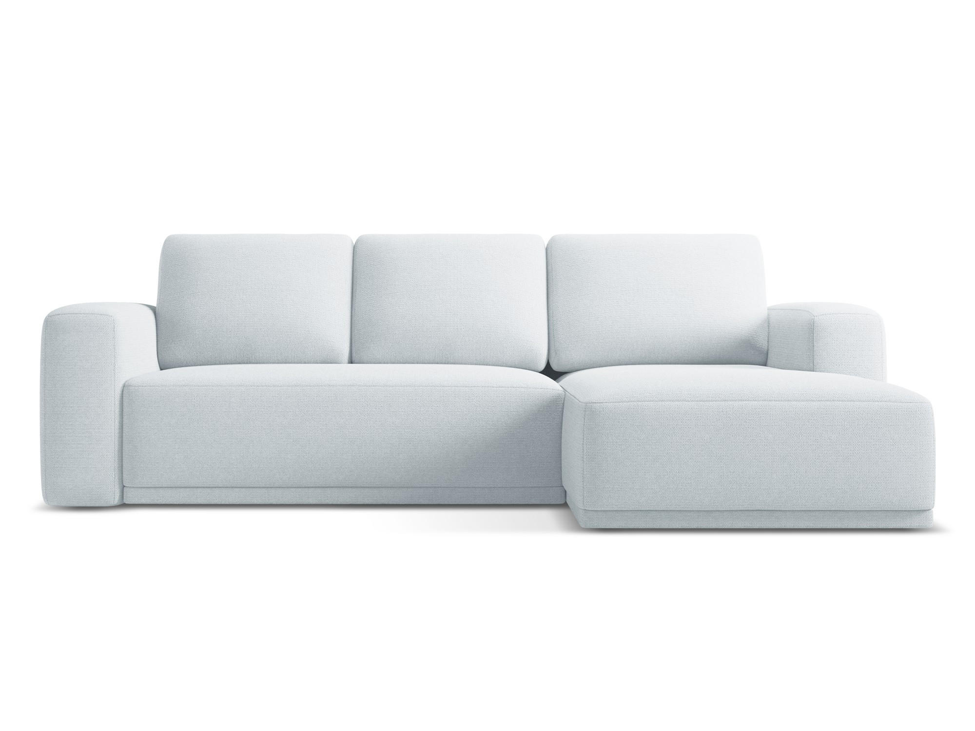ECKSOFA mit Schlaffunktion Chenille Stoff Blau - Blau/Schwarz, Kunststoff/Textil (258/160cm) - Makamii
