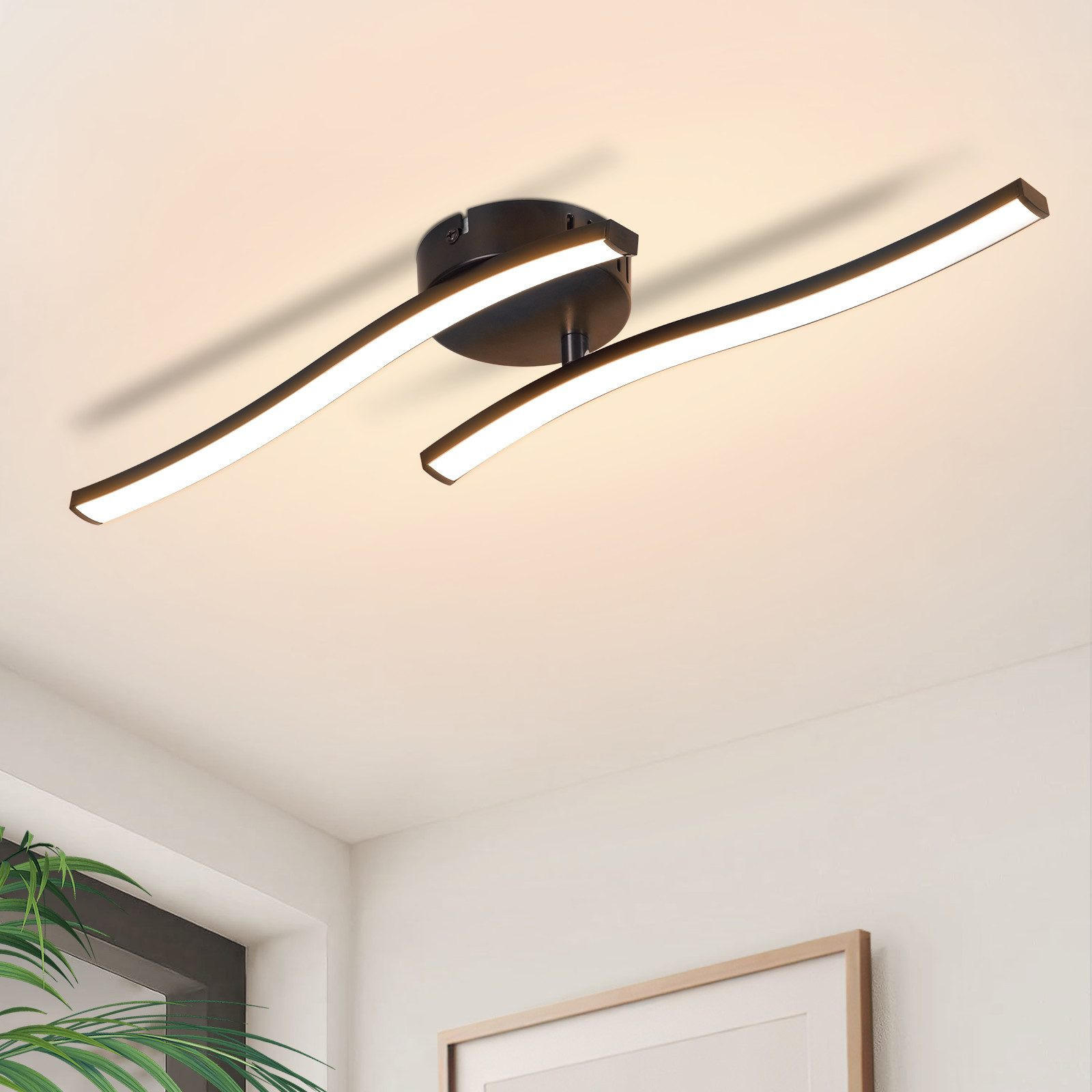 LED-DECKENLEUCHTE Kotz 10/51.5/7.3cm - Schwarz, Kunststoff (51.5/10/7.3cm) - Nettlife