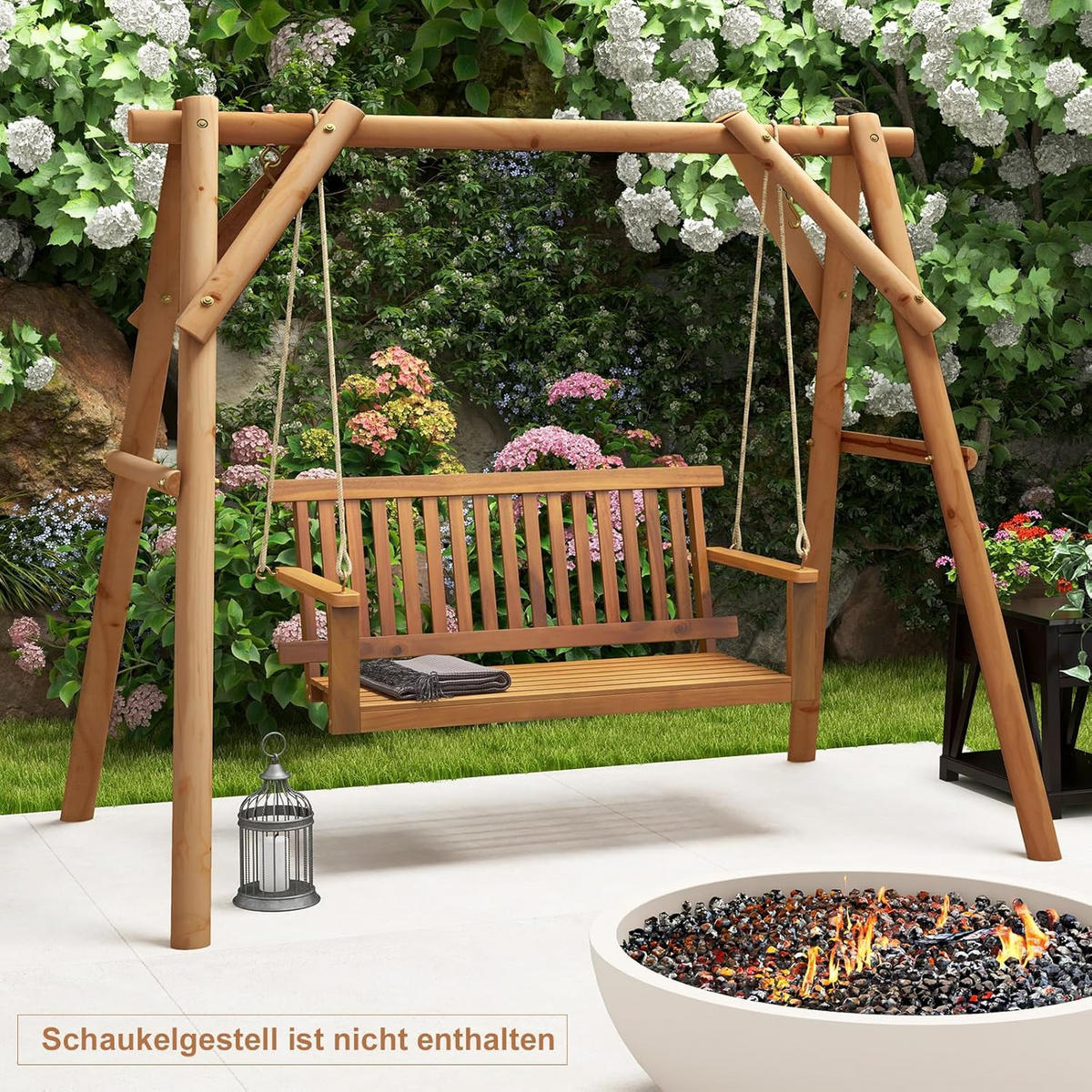 VERANDAGUNGGA Brunt - Brun, Trä (130/57/63cm) - COSTWAY
