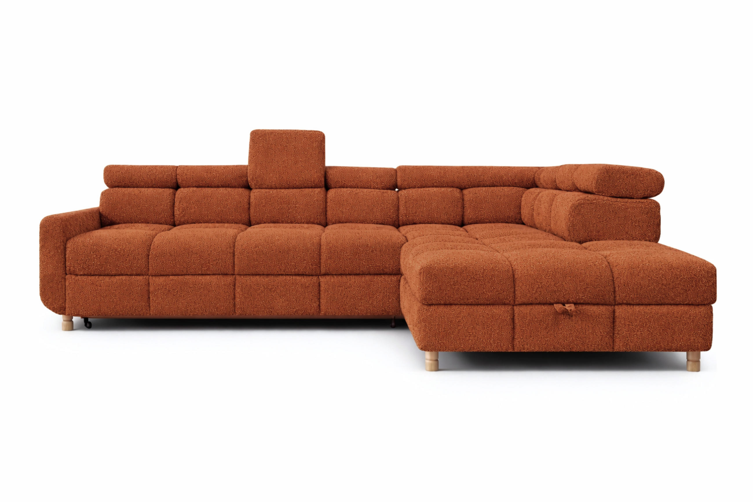 ECKSOFA - BUN - Dunkelorange - Arena 9 - Rechts - Dunkelorange, Holzwerkstoff (276/209cm) - Möblo