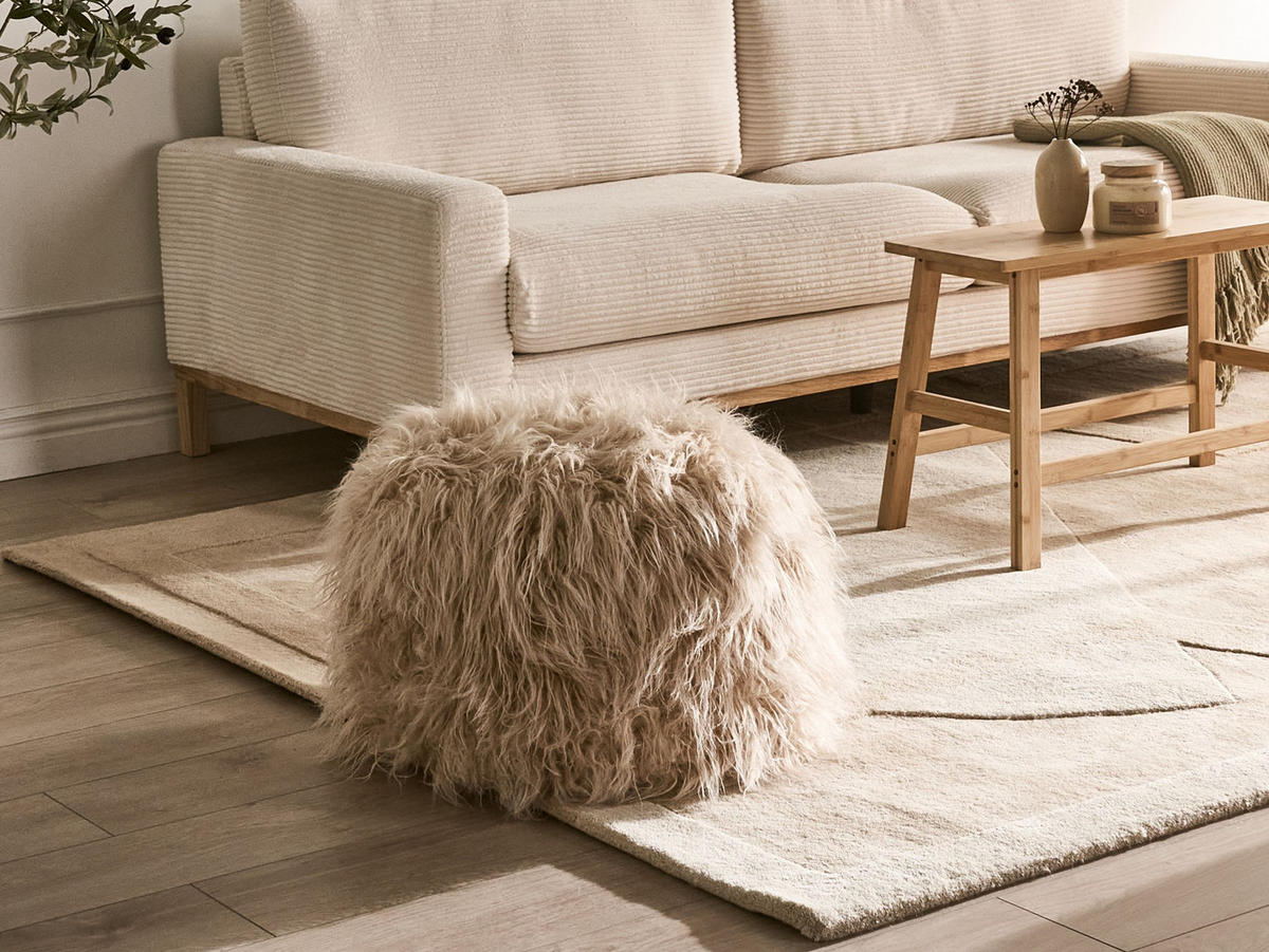 POUF blană artificială bej Tukki - bej, material plastic (50/30/50cm) - Beliani