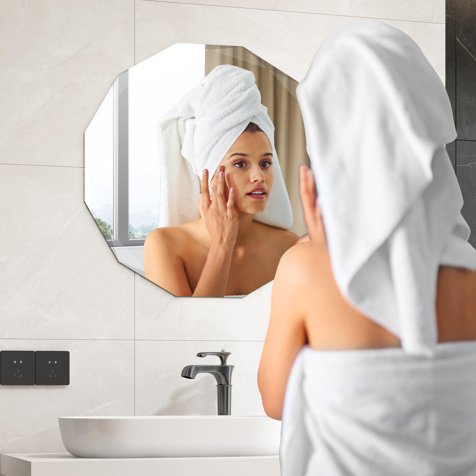 BADEZIMMERSPIEGEL Schwarz - Schwarz, Glas (76/1/76cm) - COSTWAY