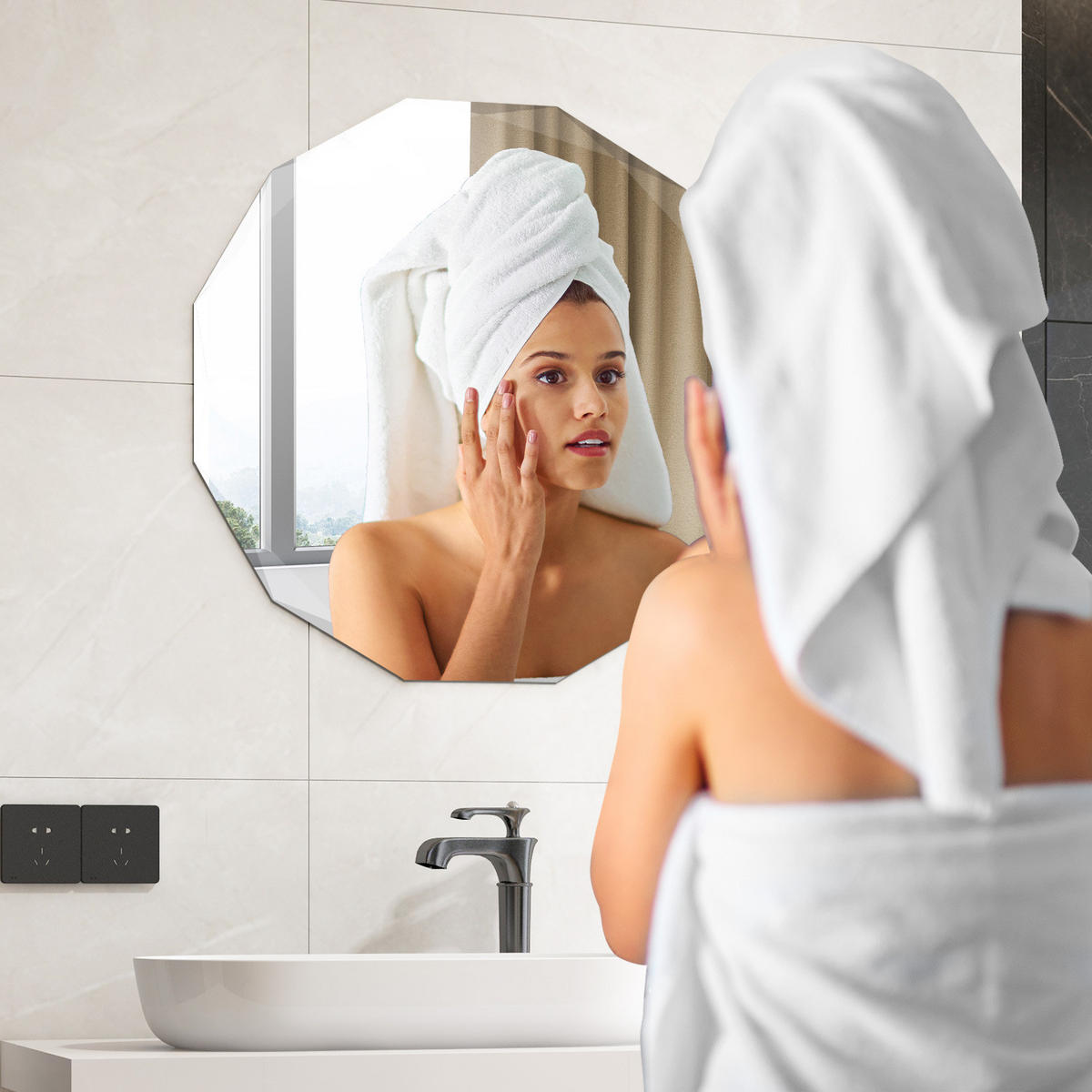 BADEZIMMERSPIEGEL Schwarz - Schwarz, Glas (76/1/76cm) - COSTWAY