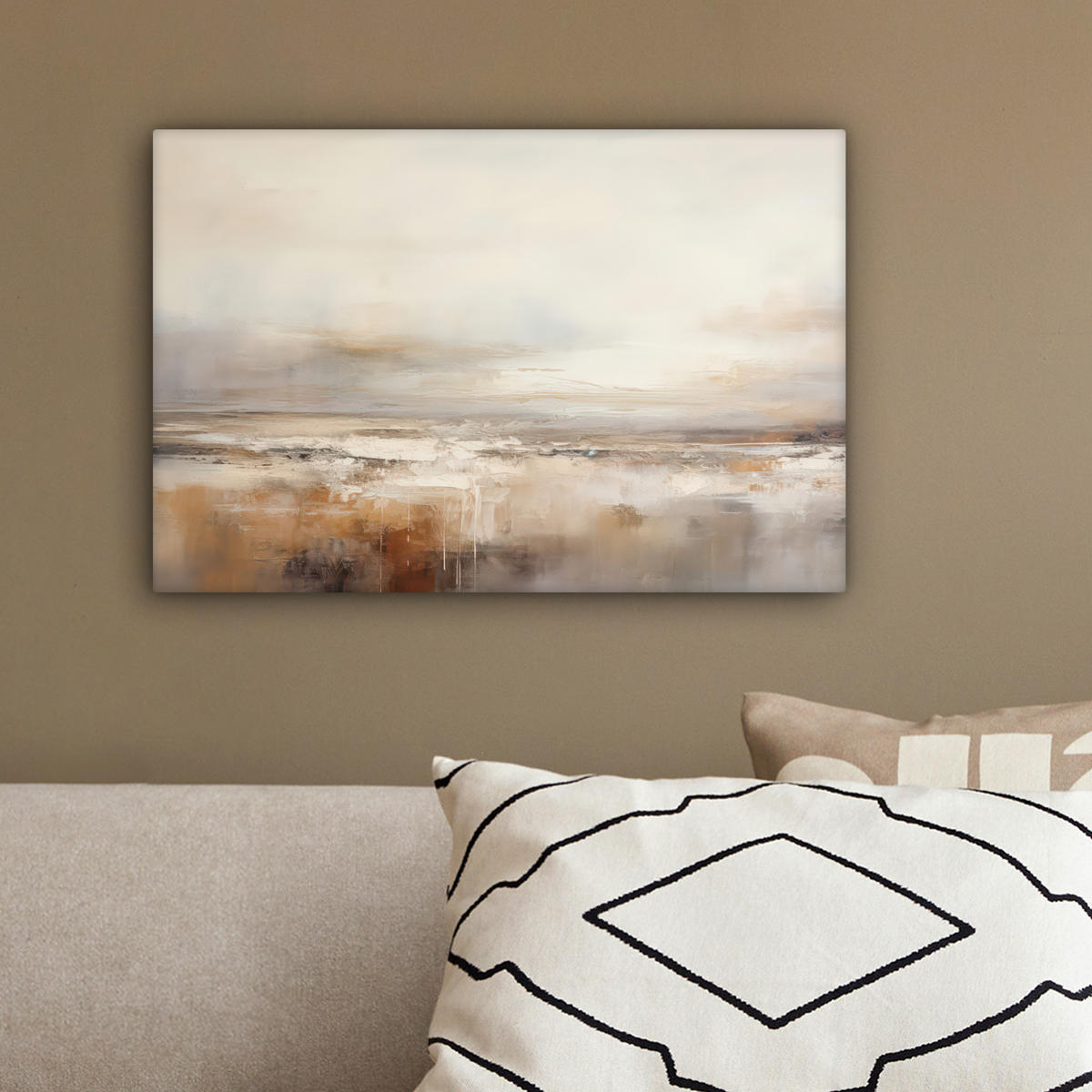 LEINWANDBILD - Kunst - Industriell - Grau - Braun - Abstrakt - 30x20 - Deko XXL - Sandfarben, Textil (30/20cm) - MuchoWow