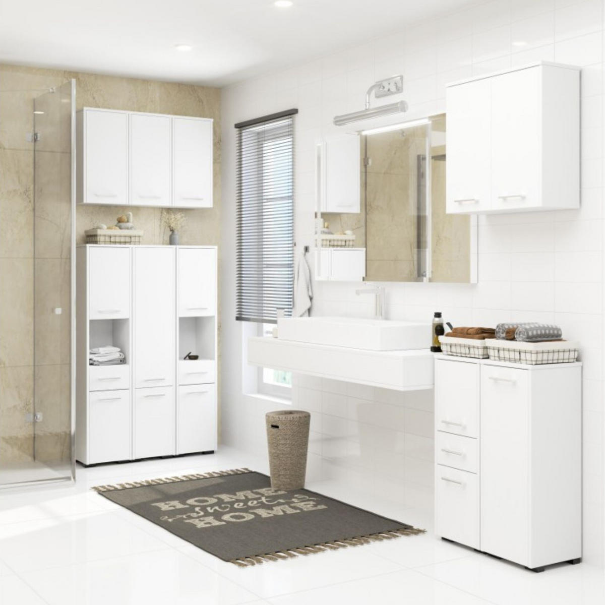 HOCHSCHRANK Weiß 30x30x140 cm - Silberfarben/Weiß, Holzwerkstoff/Kunststoff (30/140/30cm) - Akord