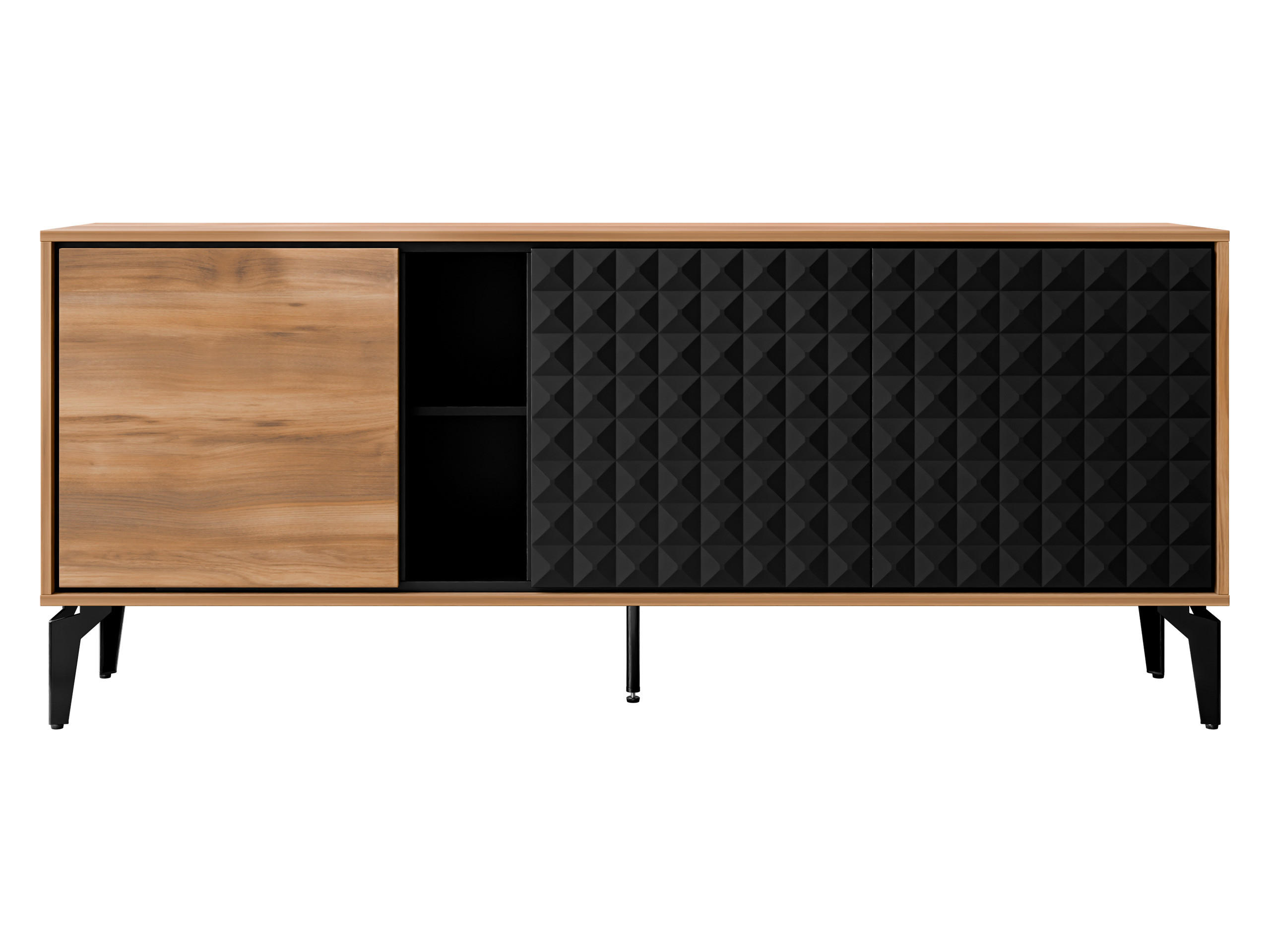 SIDEBOARD Ella 190 - Schwarz/Braun, Holzwerkstoff/Metall (190/80/40cm) - MIRJAN24