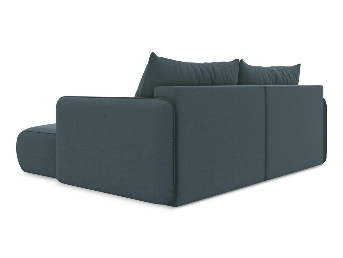 ECKSOFA mit Schlaffunktion Samt Stoff Blau - Blau/Petrol, Kunststoff/Textil (207/148cm) - Makamii