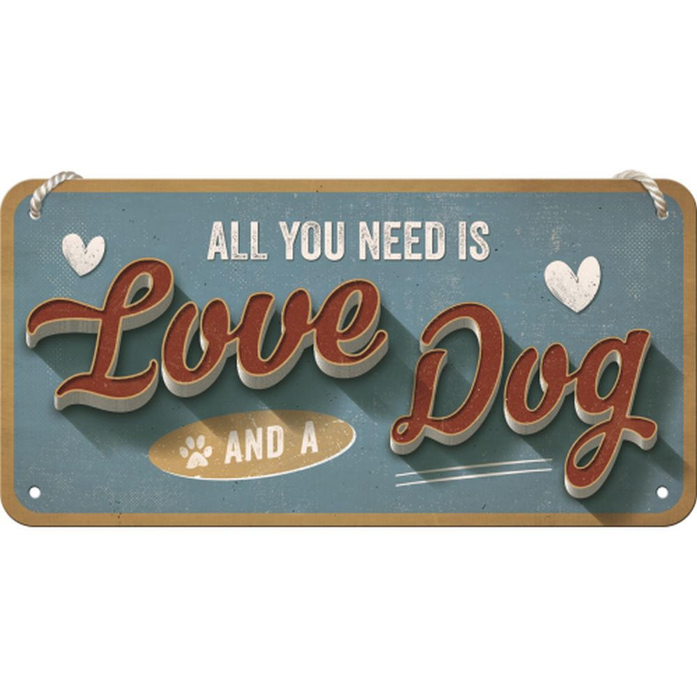 HÄNGESCHILD 10/20 cm PfotenSchild Love Dog - Multicolor, Metall (20/10/0.2cm) - Nostalgic-Art
