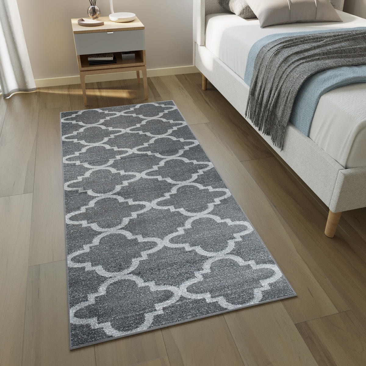 TEPPICHLÄUFER SARI dunkelgrau orientalisch 70/500 cm - Dunkelgrau, Textil (70/500cm) - Tapiso