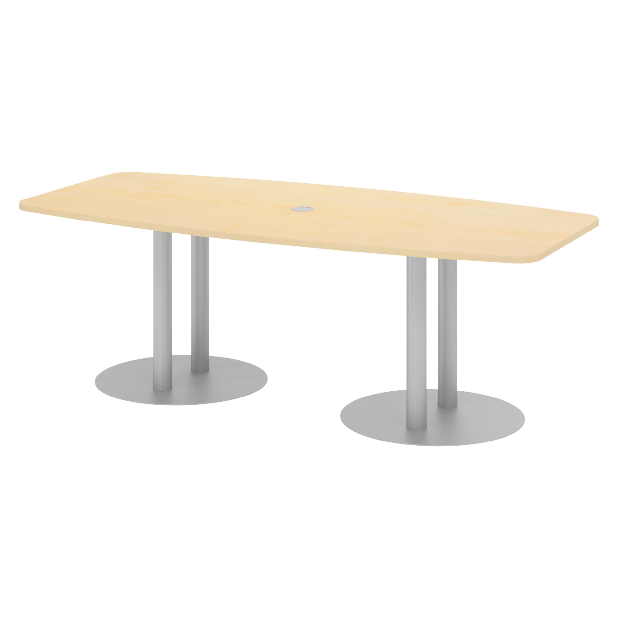 KONFERENZTISCH klein KT22 103/220/74 cm in Ahornfarben/Säule in Silberfarben - Silberfarben/Ahornfarben, Holzwerkstoff (103/220/74cm) - bümö