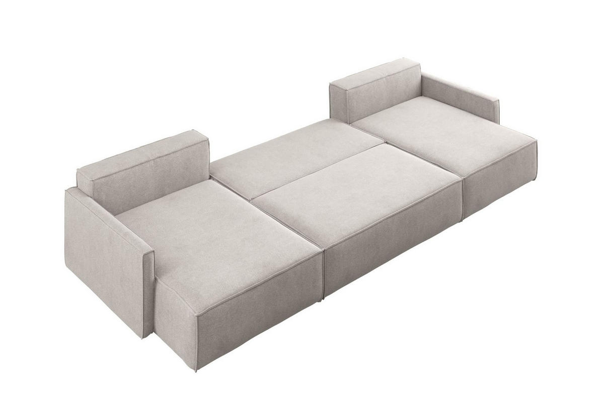 ECKSOFA Carlos U-Form Mit Schlaffunktion Und Bettkasten Stoff Salvador Hellgrau - Hellgrau, Holz (348/142cm) - Kaiser Möbel