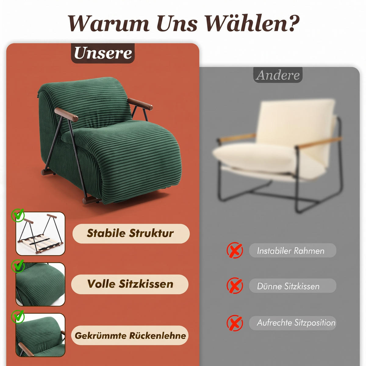 XXL-SESSEL mit Armlehnen, Cord Loungesessel, Ergonomisch, Grün - Grün, Textil/Metall (71/75/100cm) - LVHOM