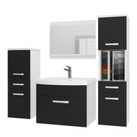BADMÖBEL Badezimmer SET PRI M5, Schwarz Matt, 120 cm - Schwarz, Holz (38.7/113.5/120cm) - B BELINI GROUP