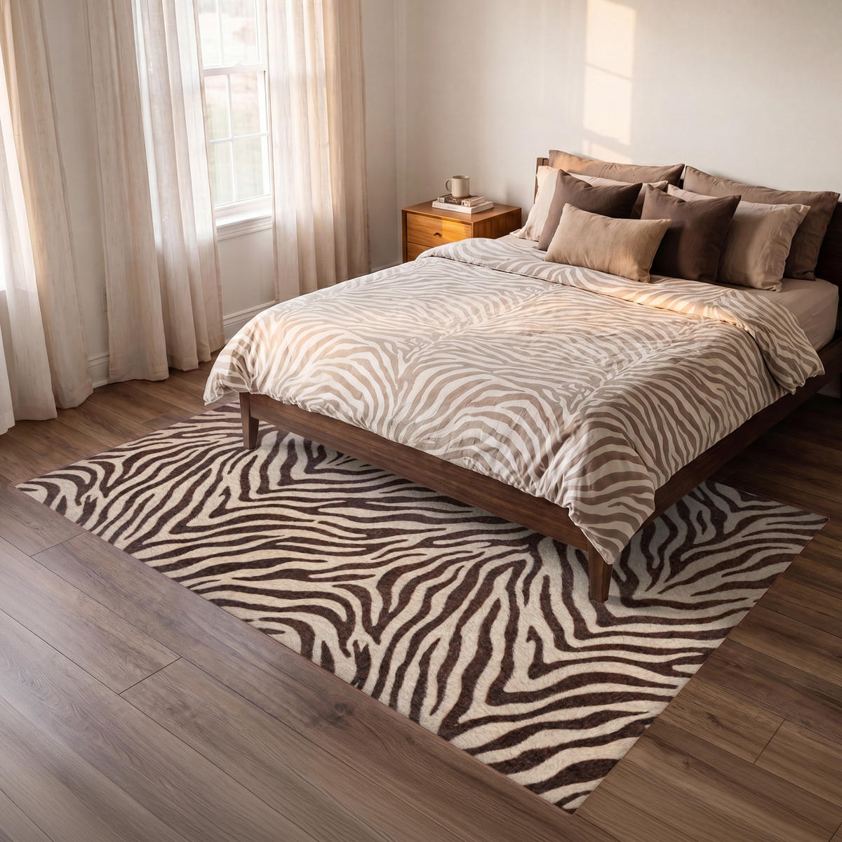 KOBERCE - Zebra - Pruhy - hnedá - 230x150 cm - čierna, textil/plast (230/0.4cm) - OnlyWow