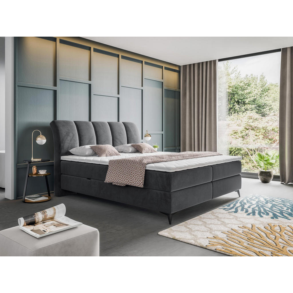 Thumbnail - Mirjan24 Boxbett, Grau, Textil, H3, Höhe ca. 19 cm, Rechteckig, 140x200 cm, Schlafzimmer, Betten, Boxspringbetten