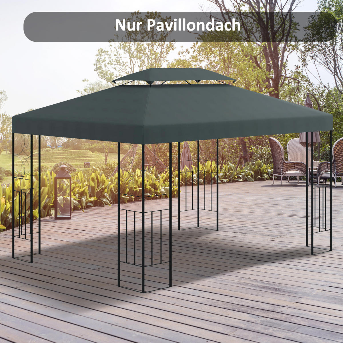 PAVILLON ERSATZDACH 3x4 m grau - Koralle, Textil (300/20/400cm) - Fortuna Lai