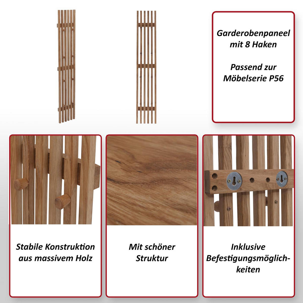 ŠATNÍKOVÝ PANEL Dekor dub - dub Wotan, dřevo (21/120/6cm) - MCW