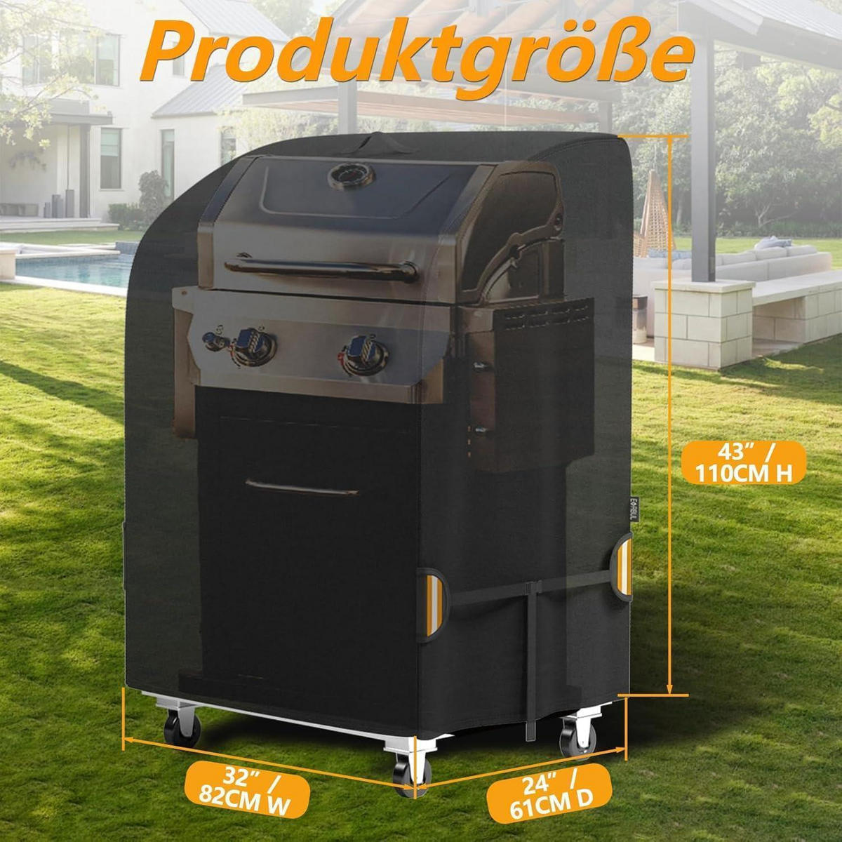 ABDECKHAUBE Gasgrill 420D Nylon 82 x 61 x 110 cm - Schwarz, Kunststoff (82/61/110cm)