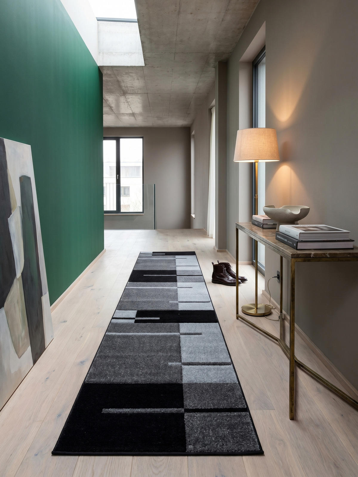 KURZFLORTEPPICH LATEMAR, kariert, Grau, 80 x 300 cm - Grau, Textil (80/300cm) - KADIMA DESIGN