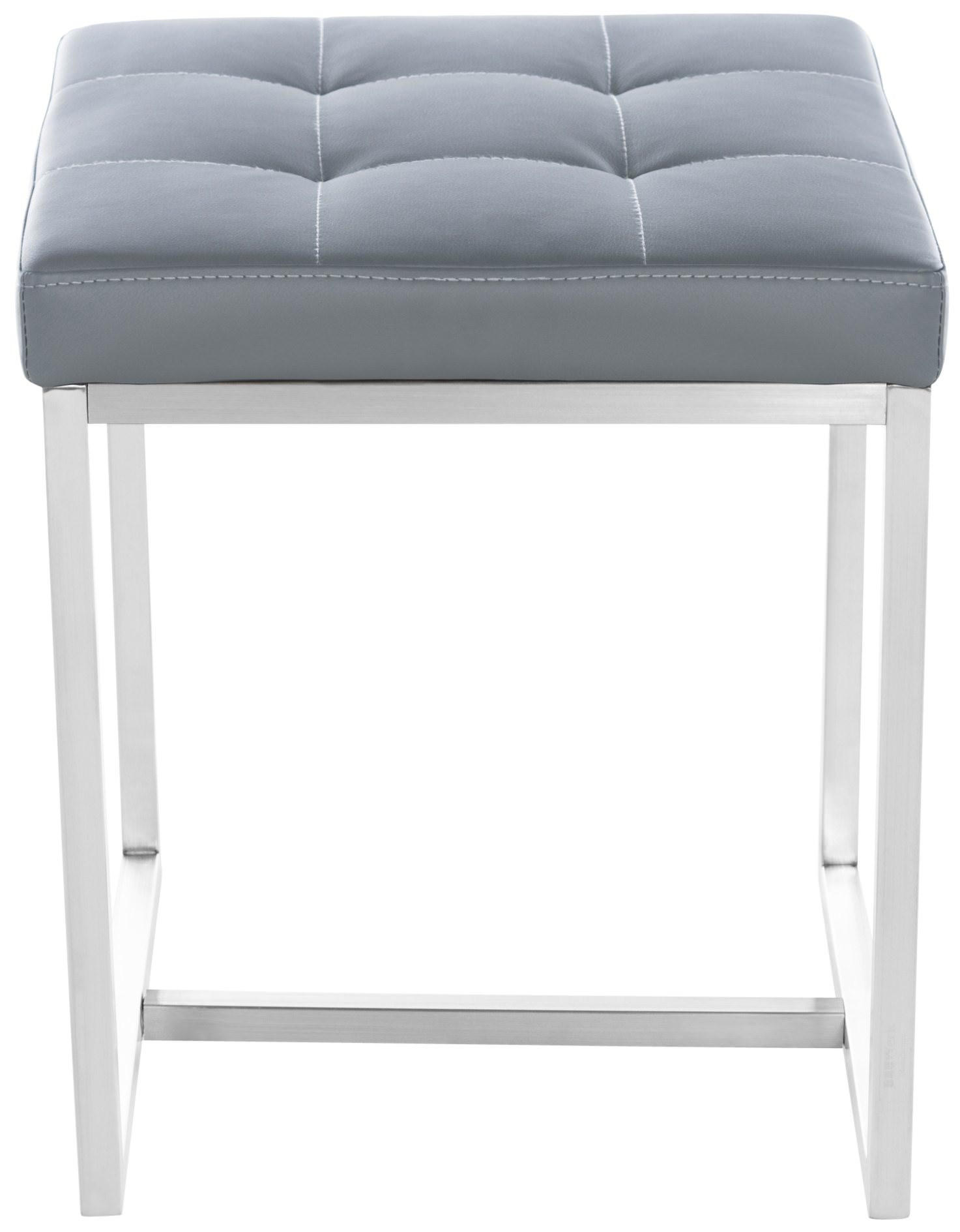 SITZWÜRFEL 2er Set Lederlook grau - Edelstahlfarben/Grau, Textil/Metall (40/48/40cm) - CLP