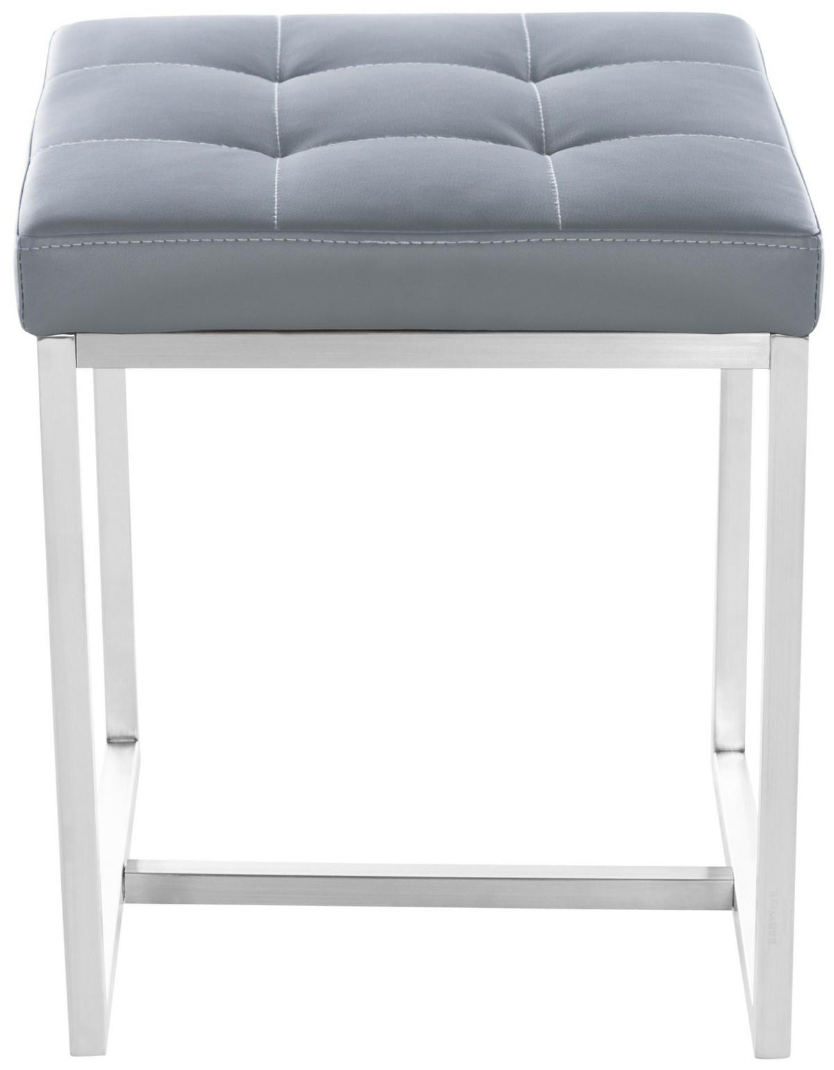 SITZWÜRFEL 2er Set Lederlook grau - Edelstahlfarben/Grau, Textil/Metall (40/48/40cm) - CLP