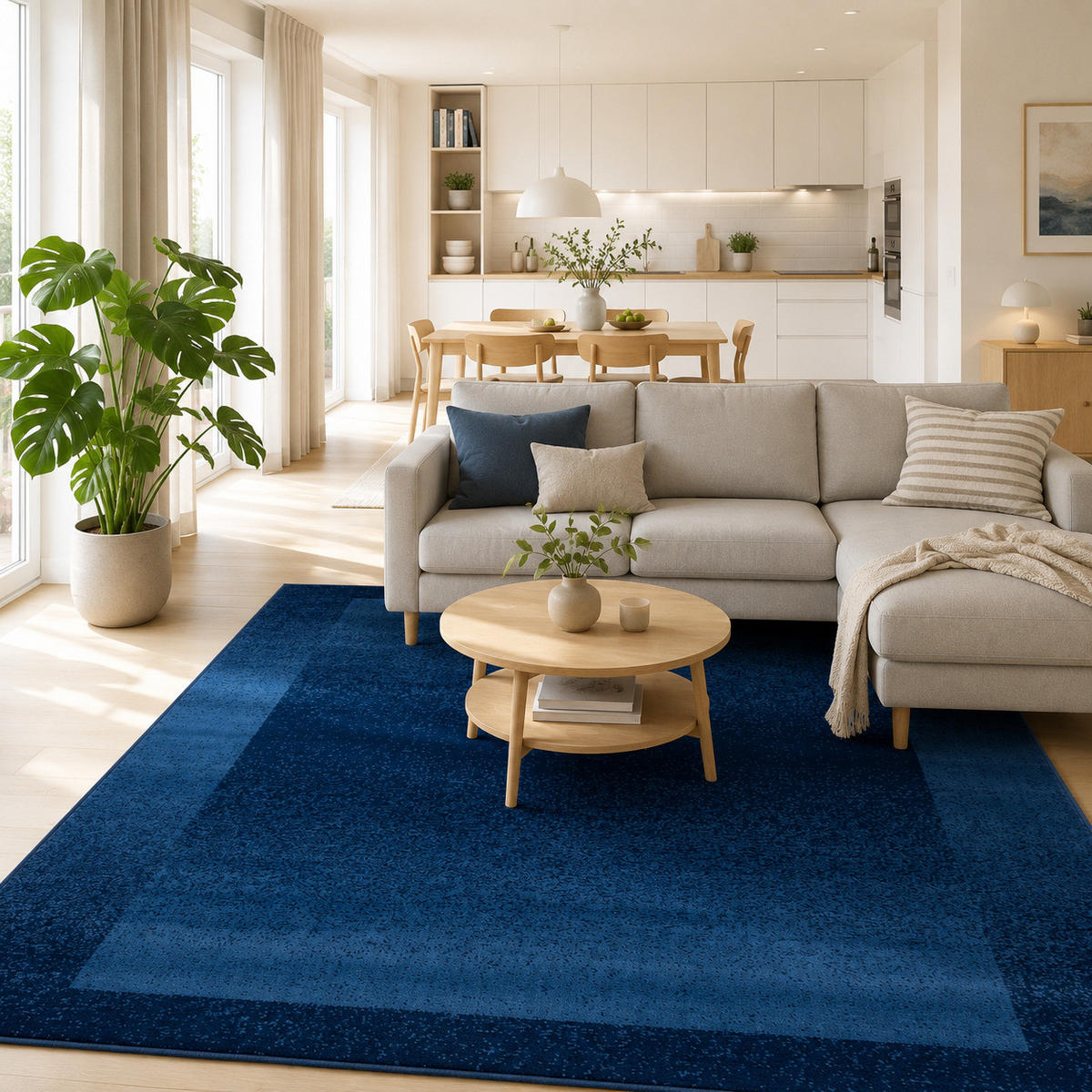 MODERN DESIGNER VELOURS TEPPICH SAMBA - Dunkelblau, Textil (160/230cm) - Pergamon