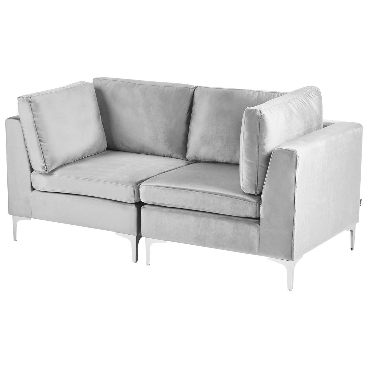 MODULÁRNÍ POHOVKA 2-místná Šedá Sametová látka Evja - tmavě šedá, textil (170/84/85cm) - Beliani
