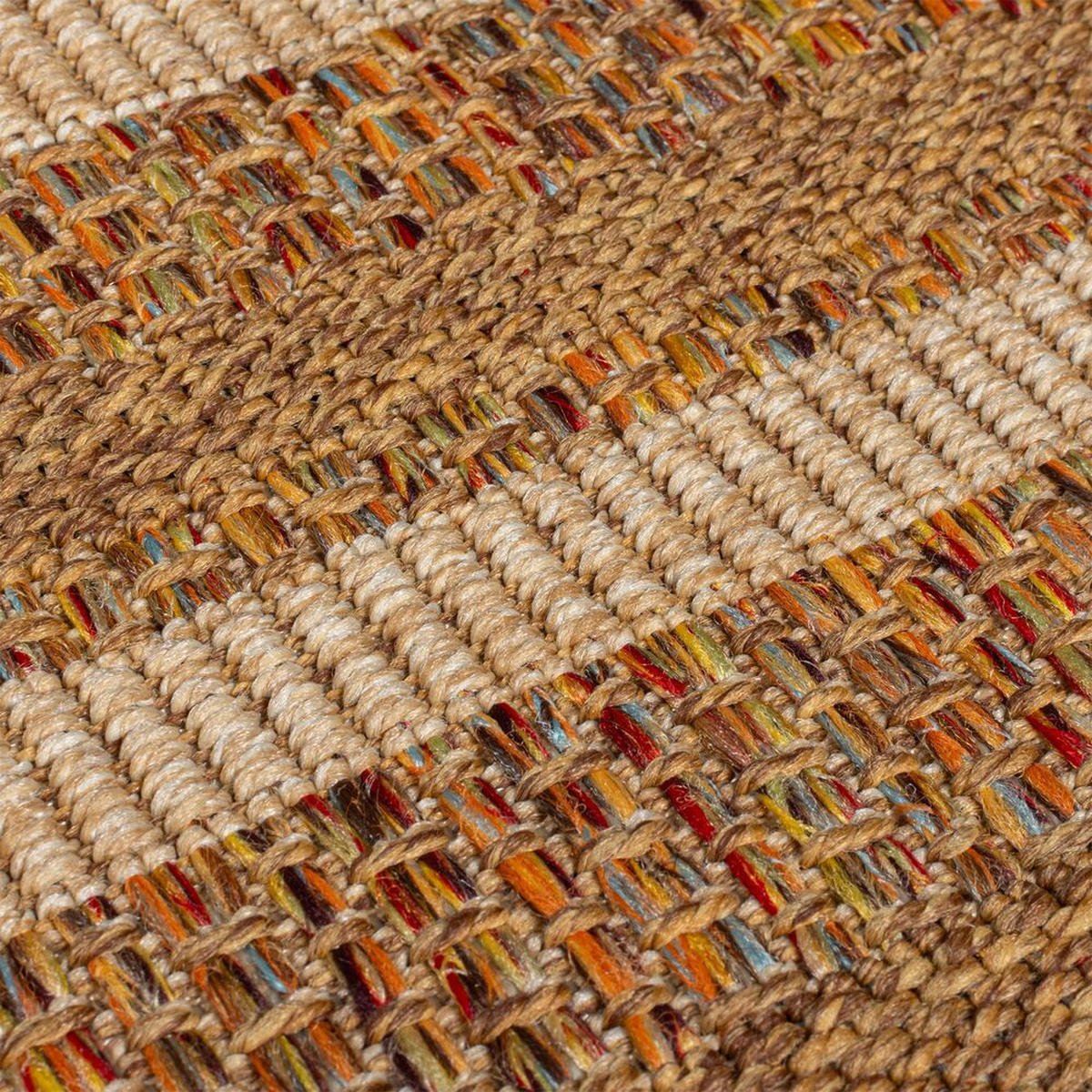 TEPPICH Outdoor Boho Streifen Bordüre, Balkon schmutzabweisend Ocker Rechteckig 200x290 - Braun, Textil (200/290cm) - KADIMA DESIGN