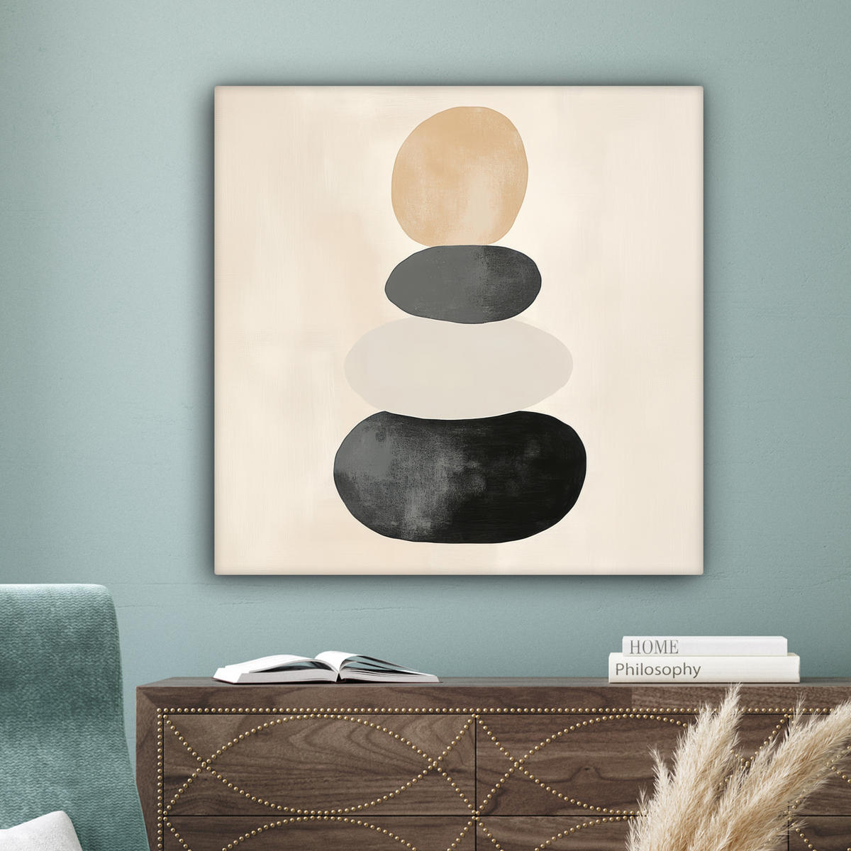 LEINWANDBILD Japandi - Wabi sabi - Beige 90x90 cm - Taupe, Textil (90/90cm) - MuchoWow