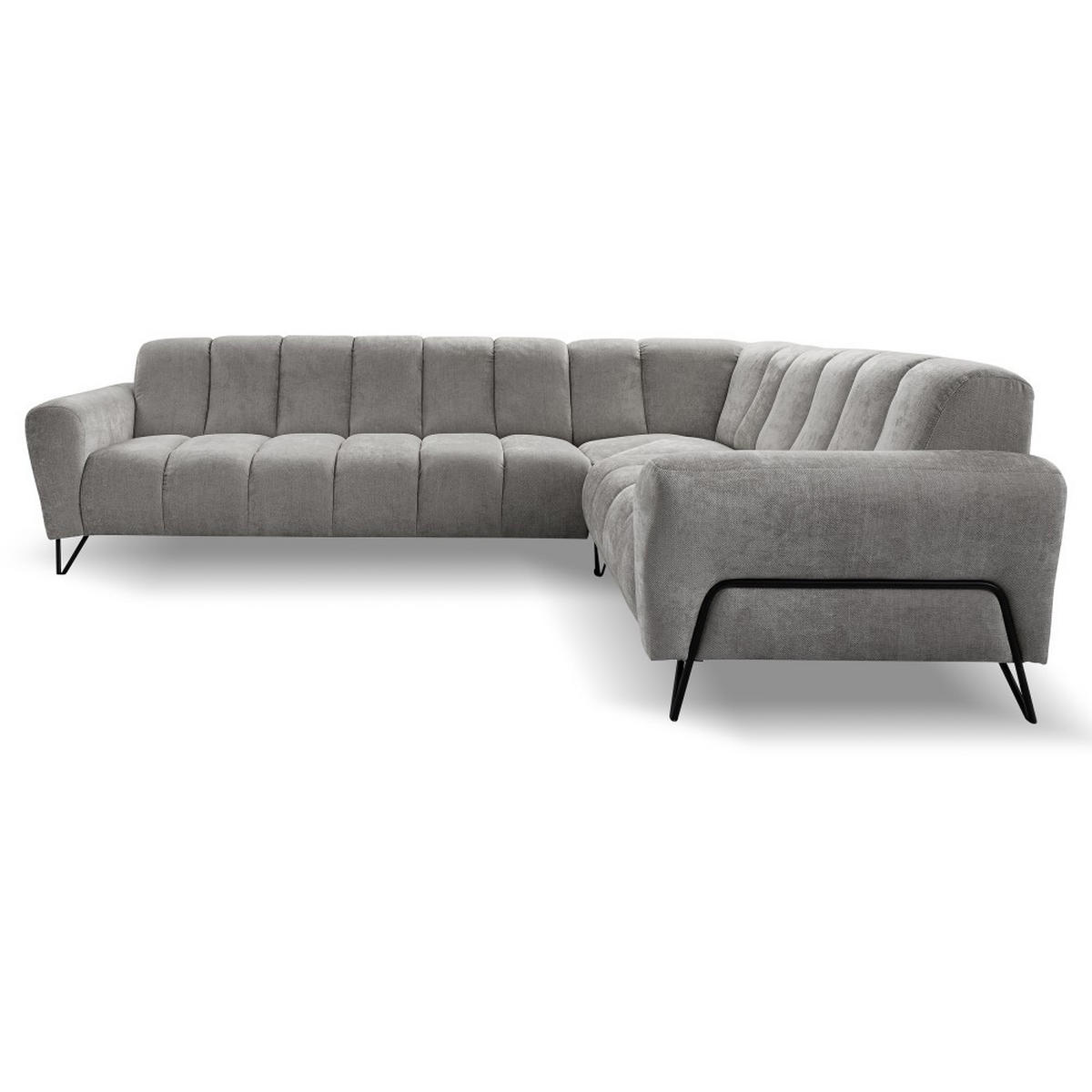 ECKSOFA Volare ohne Schlaffunktion Hellgrau links - Hellgrau/Schwarz, Textil/Metall (295/235cm) - Beautysofa